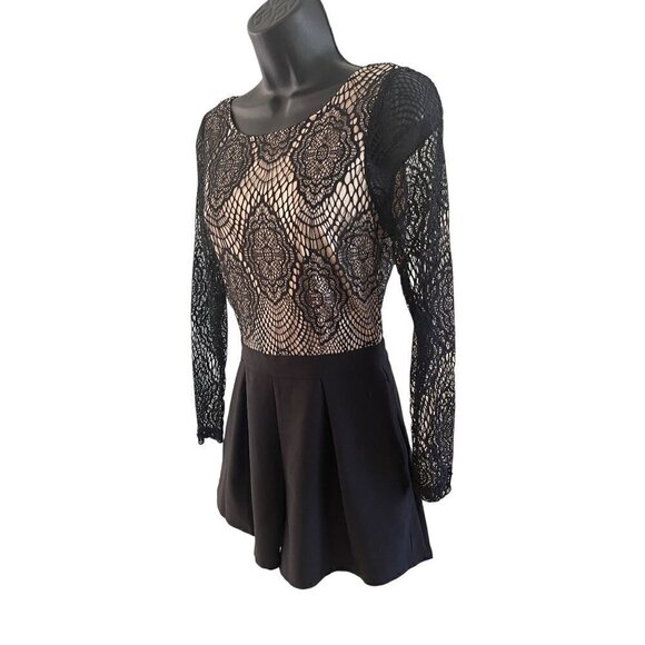 TOBI womens Romper black lace over nude small petite - Picture 15 of 16